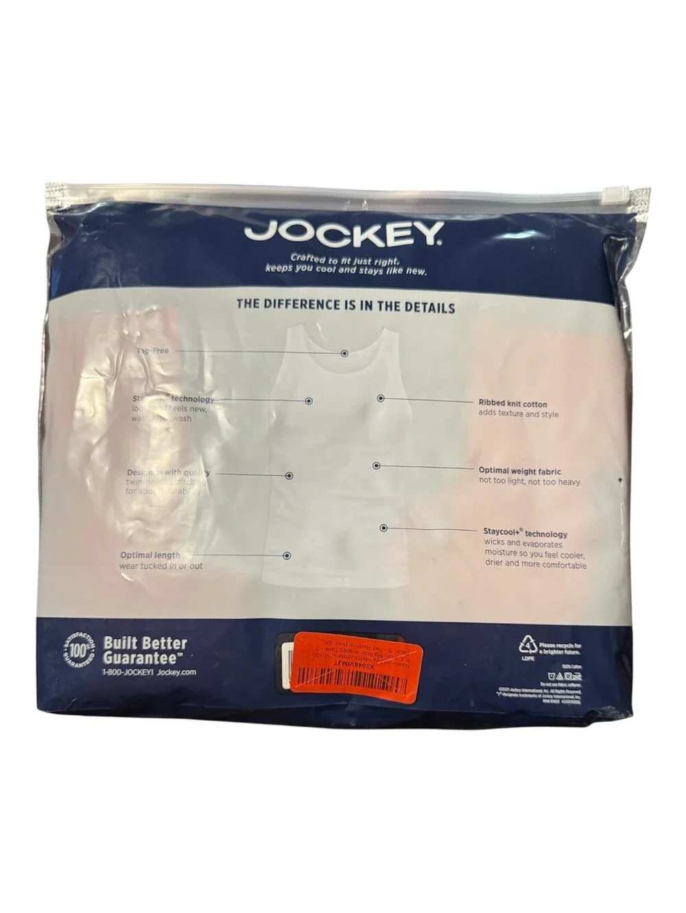 Jockey 3XL Big Man 100% Cotton Tanks 3 Pack New! Blue, Navy And Coral Colors